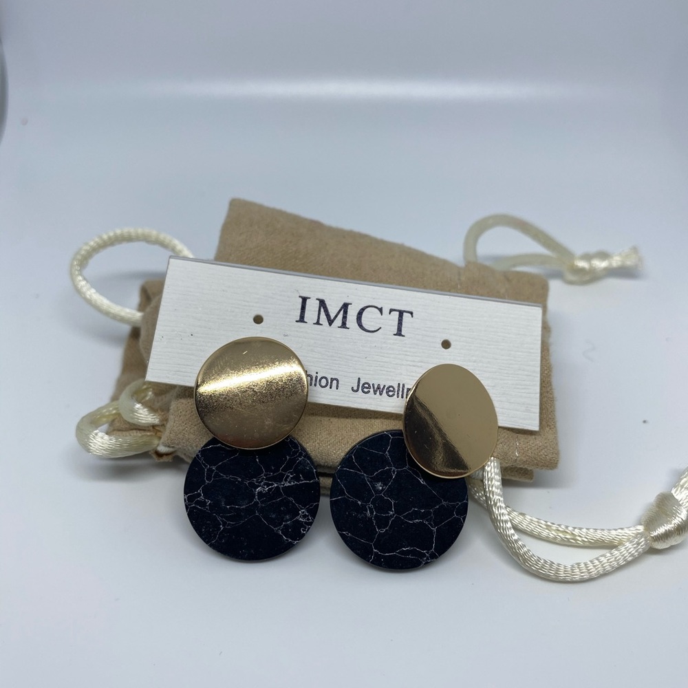 Black marble earrings